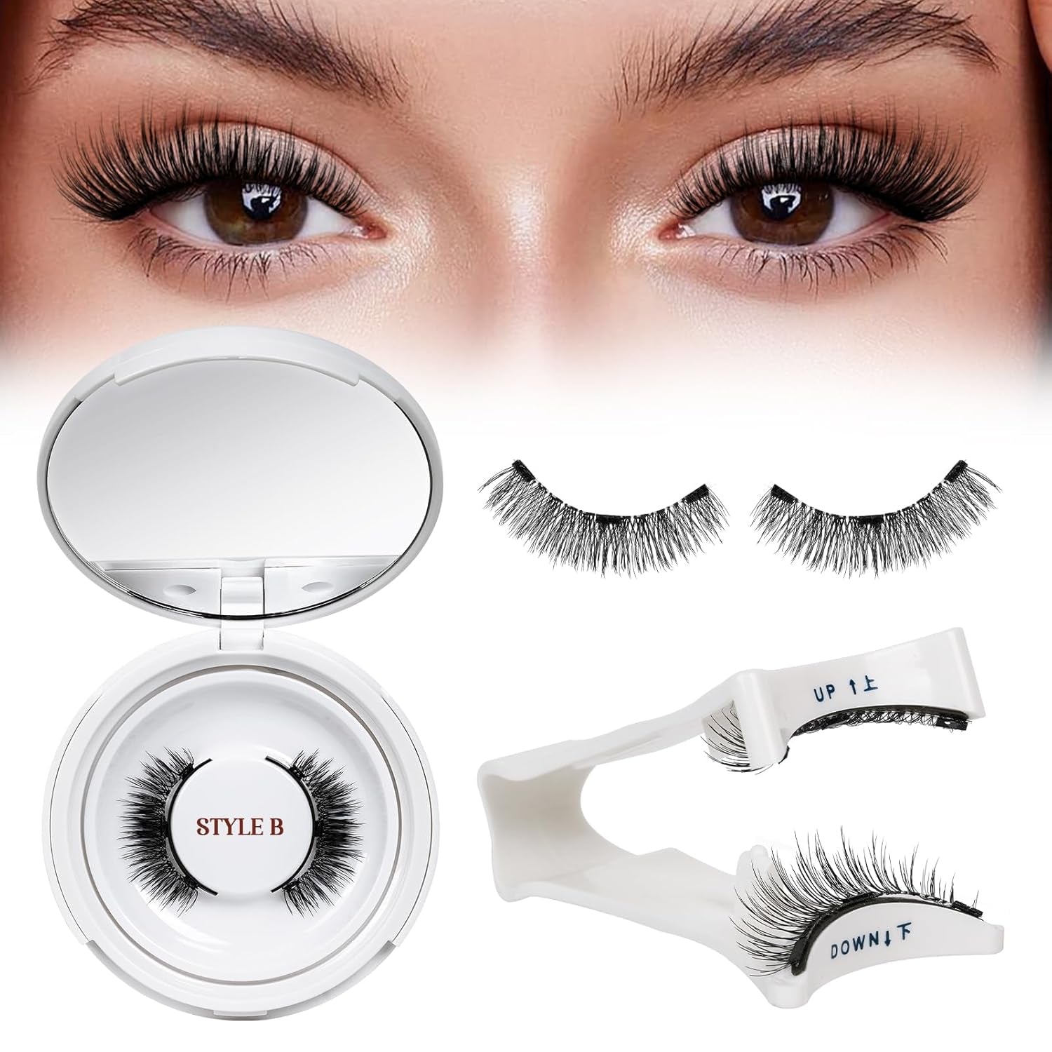 Magnetic Eyelashes with Applicator - Reusable Cat Eye Effect, No Glue, Easy to Wear & Remove, Natural Look (B03)
