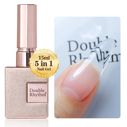Nail Strengthener Rubber Gel Polish - 0.52Oz Clear Builder for Thickening & Extension