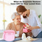 Denture Care Case - Leak-Proof Travel Bath Cup for Soaking Full and Partial Dentures and Retainers, Includes Cleaning Kit with Brush - Pink