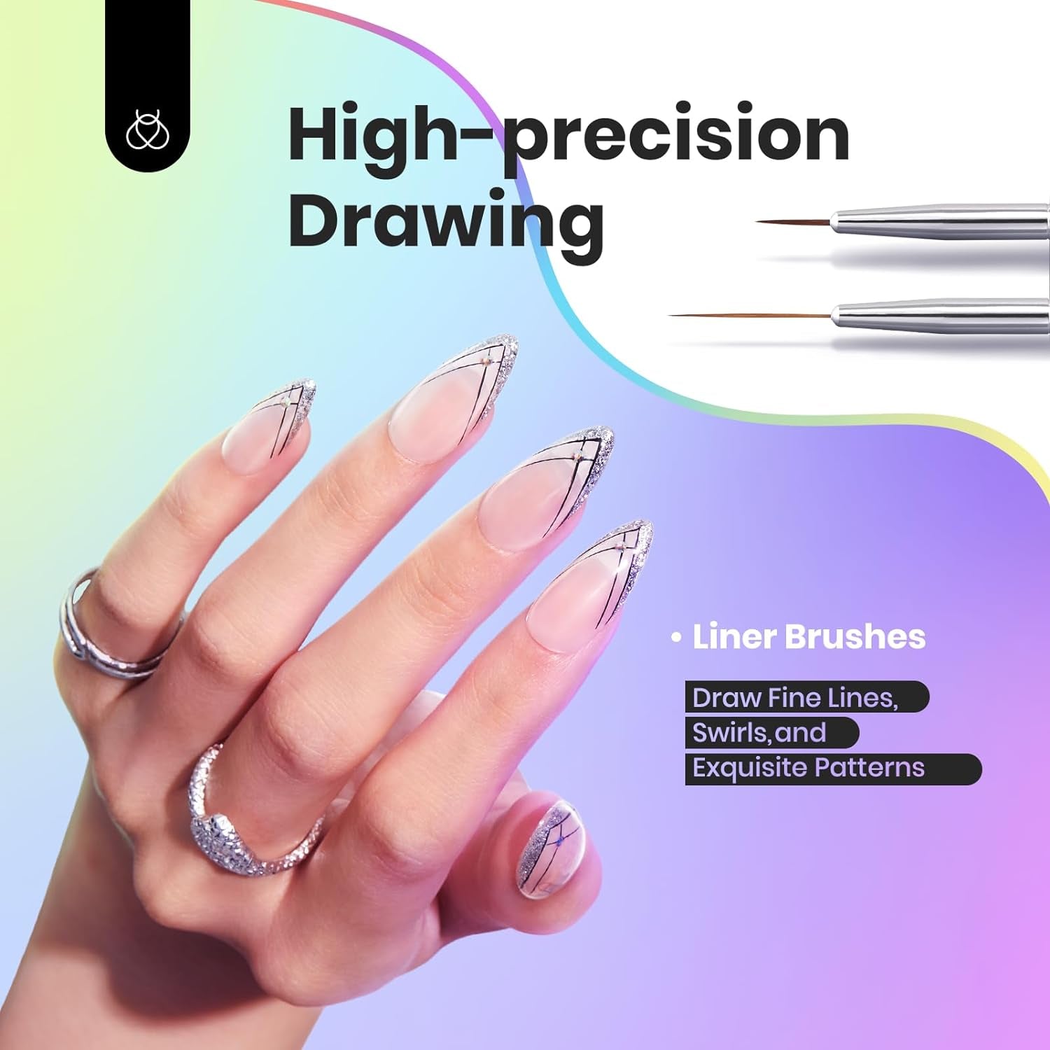 Professional Nail Art Brush Set - 6 Stylish Tools with Gray Wood Alloy Handles & Dotting Pens - Perfect Valentine's Day Gift for Her!