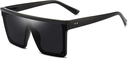 Oversized Square Fashion Sunglasses for Men and Women with Flat Top Design and Black Frame