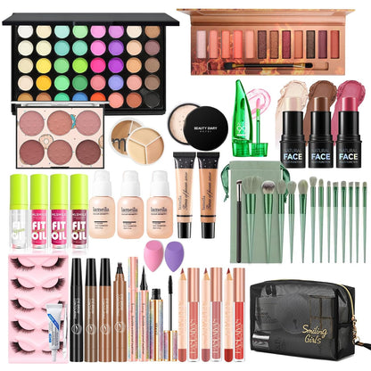 Ultimate Girls Makeup Kit: 40 Vibrant Eyeshadows, Foundation, Contour Stick & More!