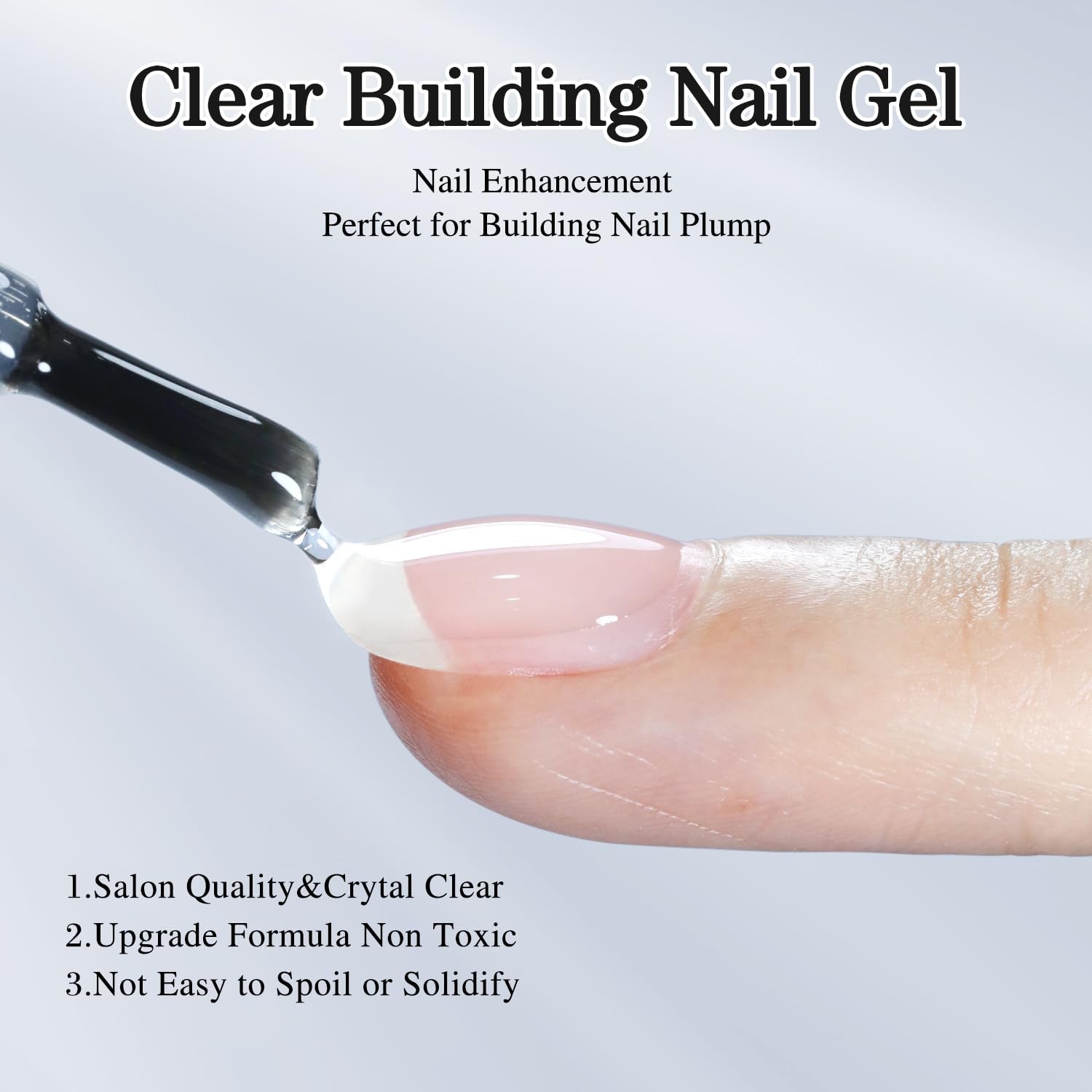 Nail Strengthener Rubber Gel Polish - 0.52Oz Clear Builder for Thickening & Extension