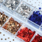 12-Grid 3D Holographic Star Glitter for Stunning Nail Art - Red & Blue Metallic Sequins for Independence Day Manicures