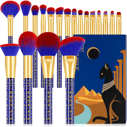 19-Piece Premium Makeup Brush Set - Synthetic Kabuki, Foundation, Contour, Blush, Concealer, Eye Shadow Blending, and Liner Brushes - Ancient Egyptian Series
